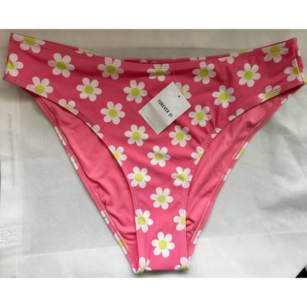 NWT Forever 21 Floral pink and lime bikini bottom size 3X - Picture 1 of 5